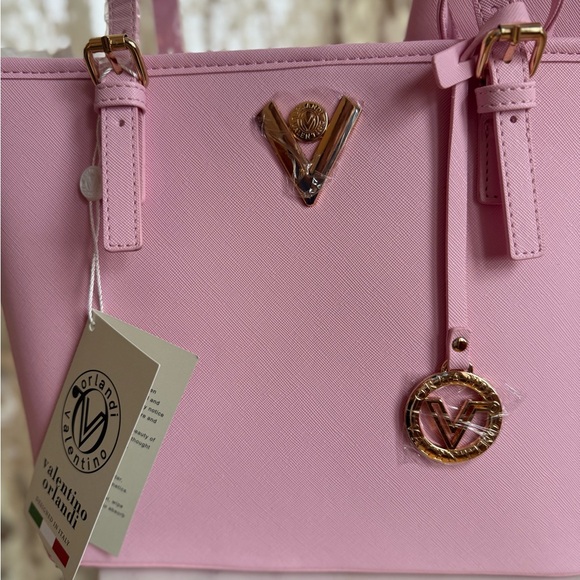 Valentino Orlandi Pink Saffiano Tote Bag
NWT Gold Hardware + Pouch - Picture 2 of 5